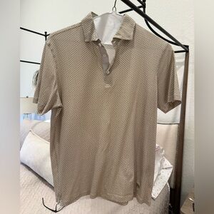 Corneliani Taupe Geometric Polo Shirt